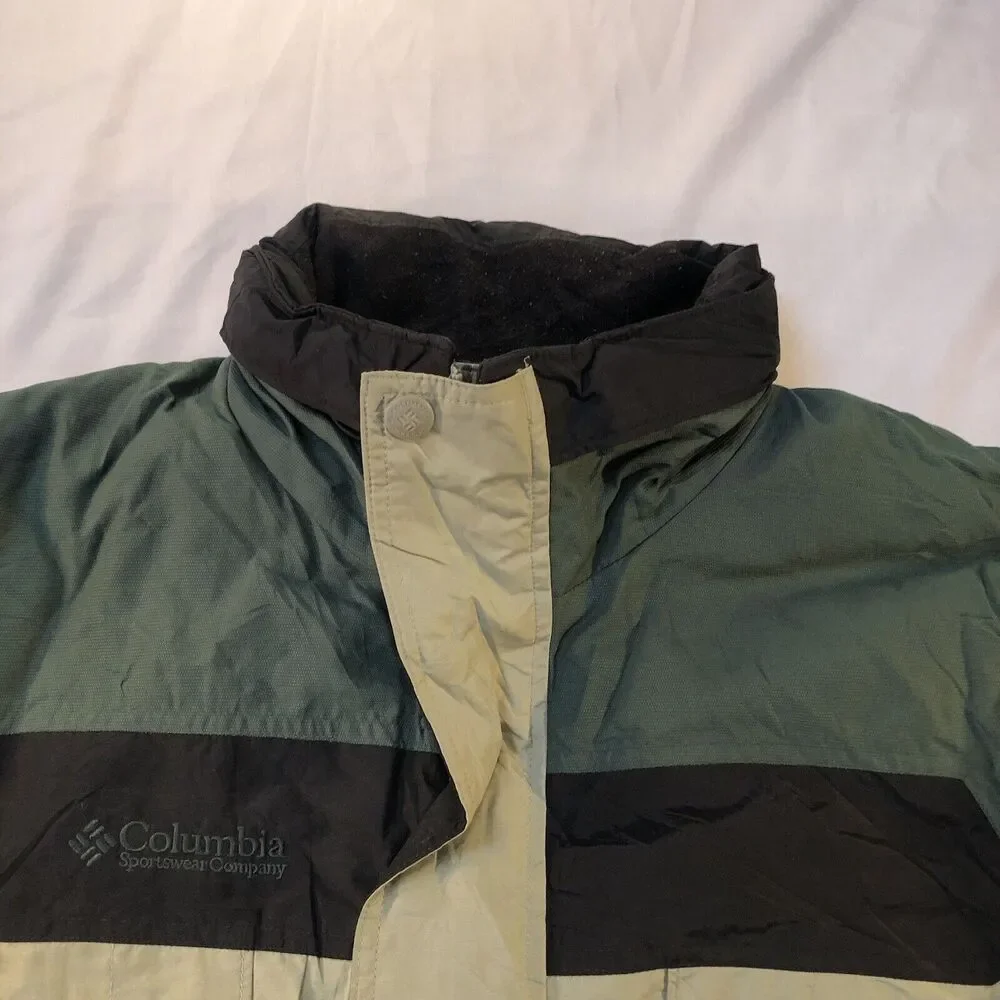 Columbia Sportswear Green Tan Colorblock Fleece Lined Winter Coat Men's Medium